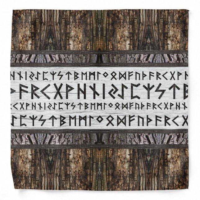 Elder Futhark on wooden texture Bandana (Front)