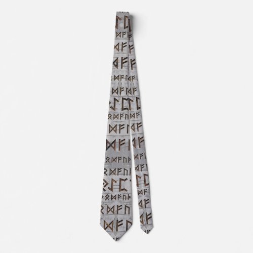 Elder Futhark Pattern on birch texture Neck Tie