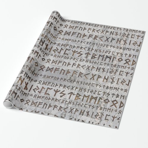 Elder Futhark Pattern on birch texture Wrapping Paper