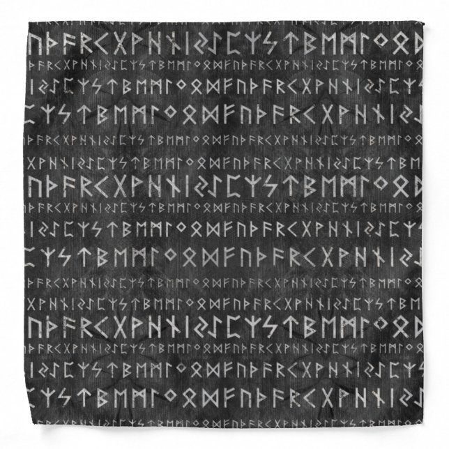 Elder Futhark Pattern on wooden texture Bandana (Front)