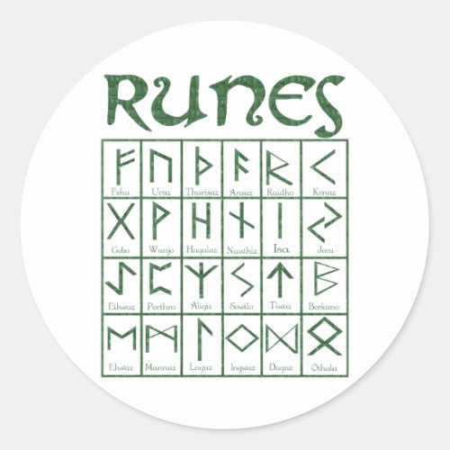 Elder Futhark Runes Classic Round Sticker