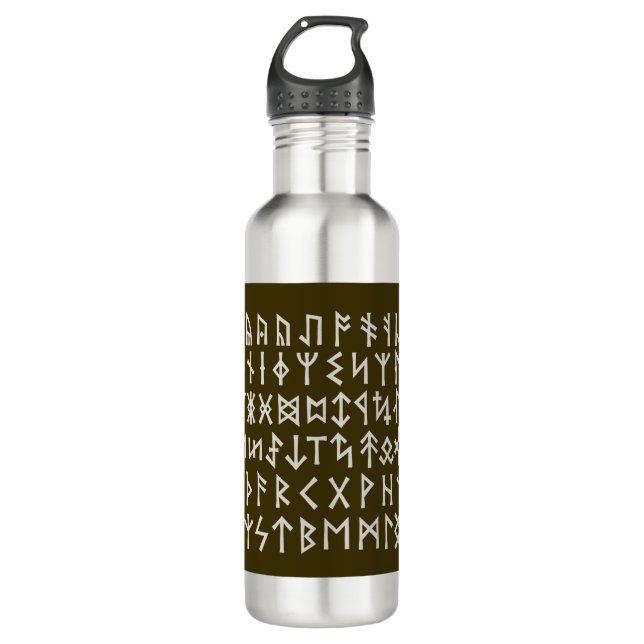 Elder Futhark Runes Stainless Steel Water Bottle (Front)