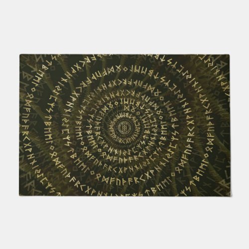 Elder Futhark Spiral Art Doormat