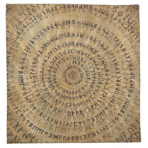 Elder Futhark Spiral Art on Wooden texture Cloth Napkin