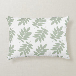 Elder Leaf Big Pattern 2Way Green+White Accent Pillow
