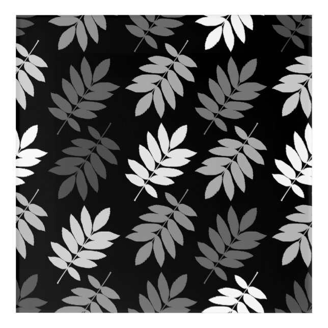 Elder Leaf Big Pattern Black White Grey Acrylic Print (Front)