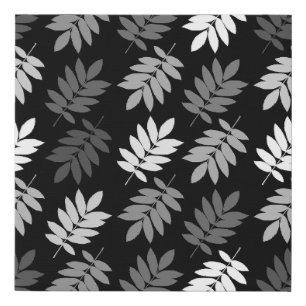 Elder Leaf Big Pattern Black White Grey Faux Canvas Print