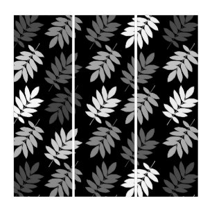 Elder Leaf Big Pattern Black White Grey Triptych