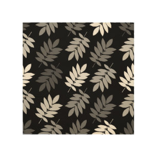 Elder Leaf Big Pattern Black White Grey Wood Wall Art