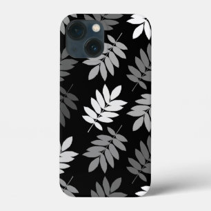Elder Leaf Lg Pattern Black White Grey iPhone 13 Mini Case