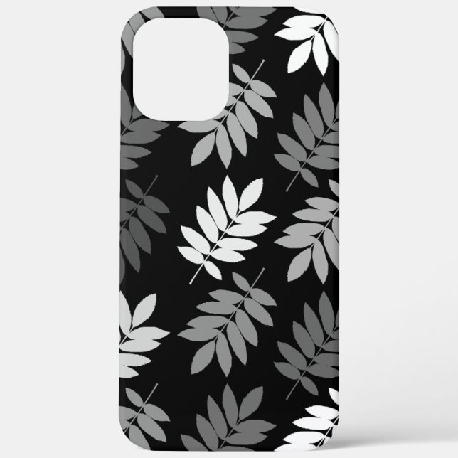 Elder Leaf Lg Pattern Black White Grey Case-Mate iPhone Case (Back)