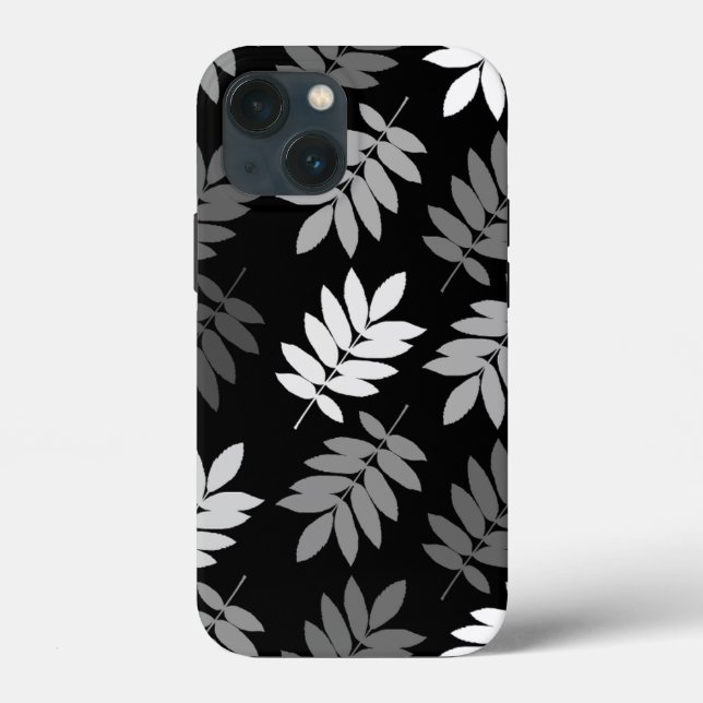 Elder Leaf Lg Pattern Black White Grey Case-Mate iPhone Case (Back)