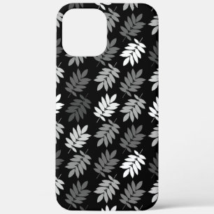 Elder Leaf Pattern Black White Grey iPhone 12 Pro Max Case