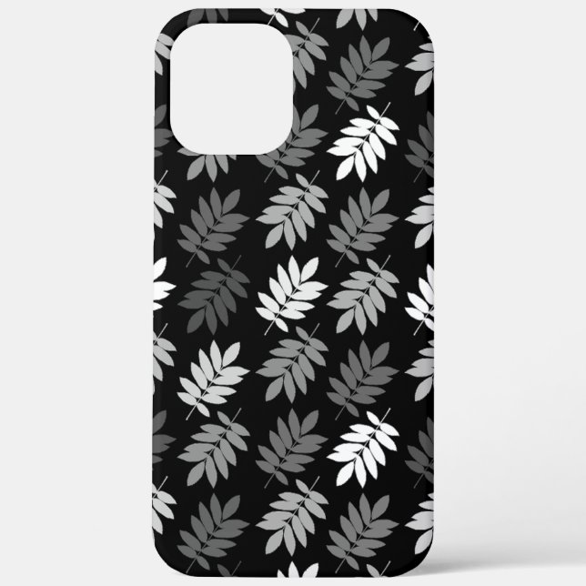 Elder Leaf Pattern Black White Grey Case-Mate iPhone Case (Back)