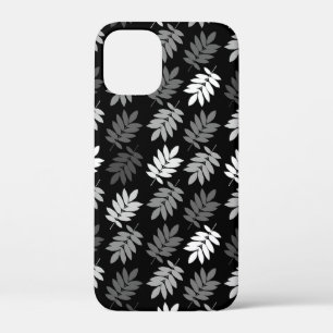 Elder Leaf Pattern Black White Grey iPhone 12 Mini Case