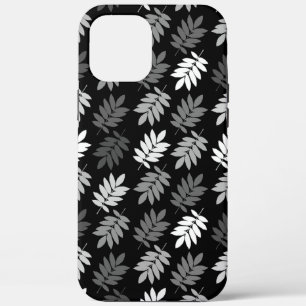 Elder Leaf Pattern Black White Grey iPhone 12 Pro Max Case