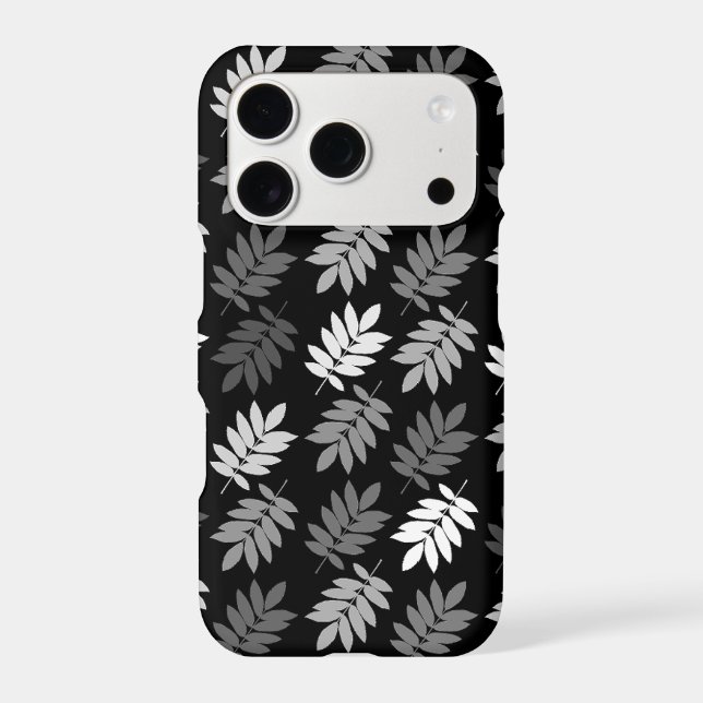 Elder Leaf Pattern Black White Grey Iphone Case (Back)