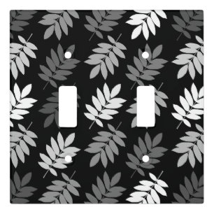 Elder Leaf Pattern Black White Grey Light Switch Cover