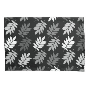Elder Leaf Pattern Black White Grey Pillow Case