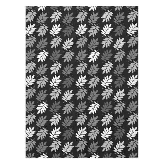 Elder Leaf Pattern Black White Grey Tablecloth (Front)