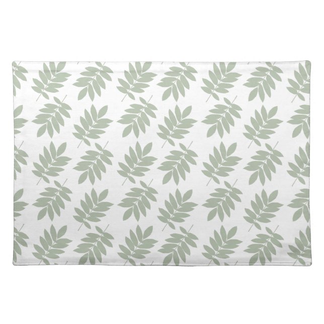 Elder Leaf Pattern Green+White Cloth Placemat (Front)