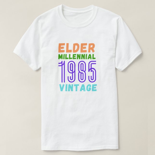 Elder Millennial 1985 Vintage t-shirt (Design Front)