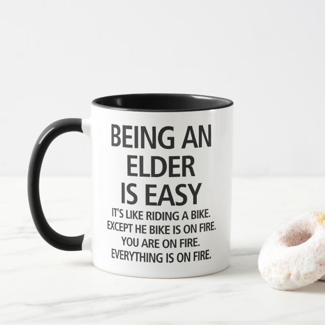 Elder Mug Being an Elder is Easy Christian Humor (With Donut)