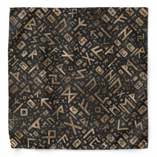 Elder Runes - Futhark Pattern Gold on Black Wood 2 Bandana