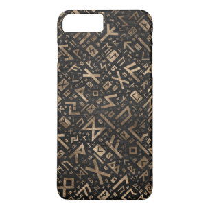 Elder Runes - Futhark Pattern Gold on Black Wood 2 iPhone 8 Plus/7 Plus Case
