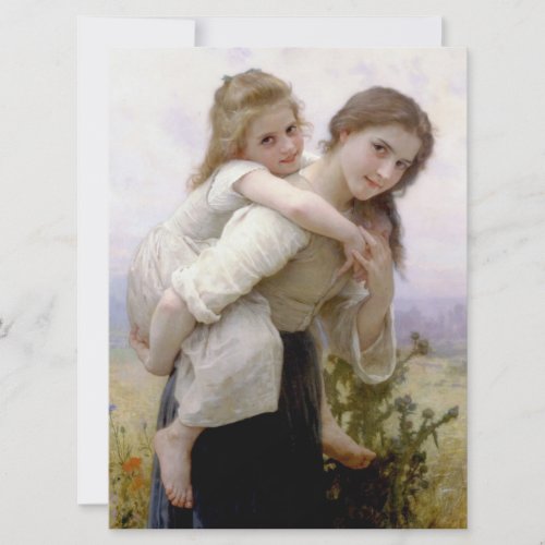 Elder Sister Giving Younger Sister Piggyback Ride Card