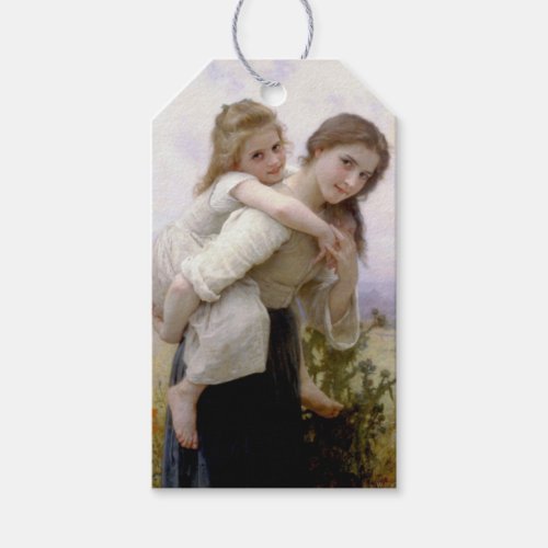 Elder Sister Giving Younger Sister Piggyback Ride Gift Tags