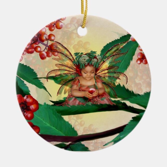 Elderberry Fairy Ceramic Ornament (Front)