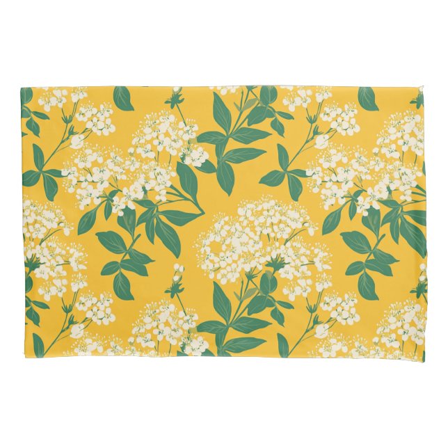 Elderflower Botanical Pattern Pillow Case (Front-Left)