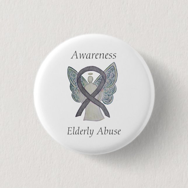 Elderly Abuse Awareness Silver Angel Ribbon Pin (Front)