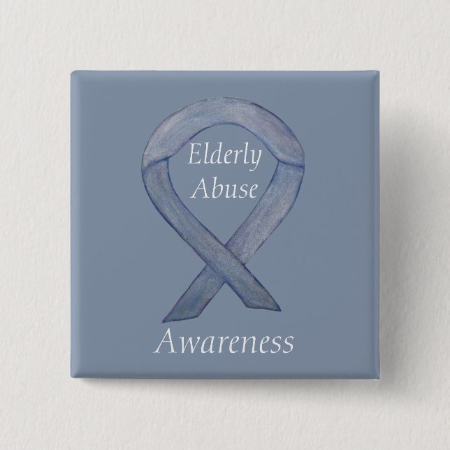 Elderly Abuse Awareness Silver Ribbon Custom Pin (Front)