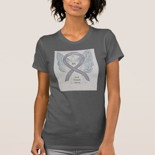 Elderly Abuse Silver Awareness Ribbon Angel Shirt