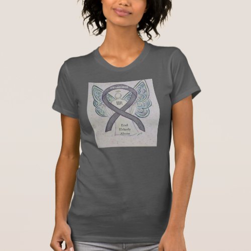 Elderly Abuse Silver Awareness Ribbon Angel Shirt