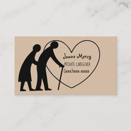 Elderly Couple Print Cute Private Caregiver Business Card