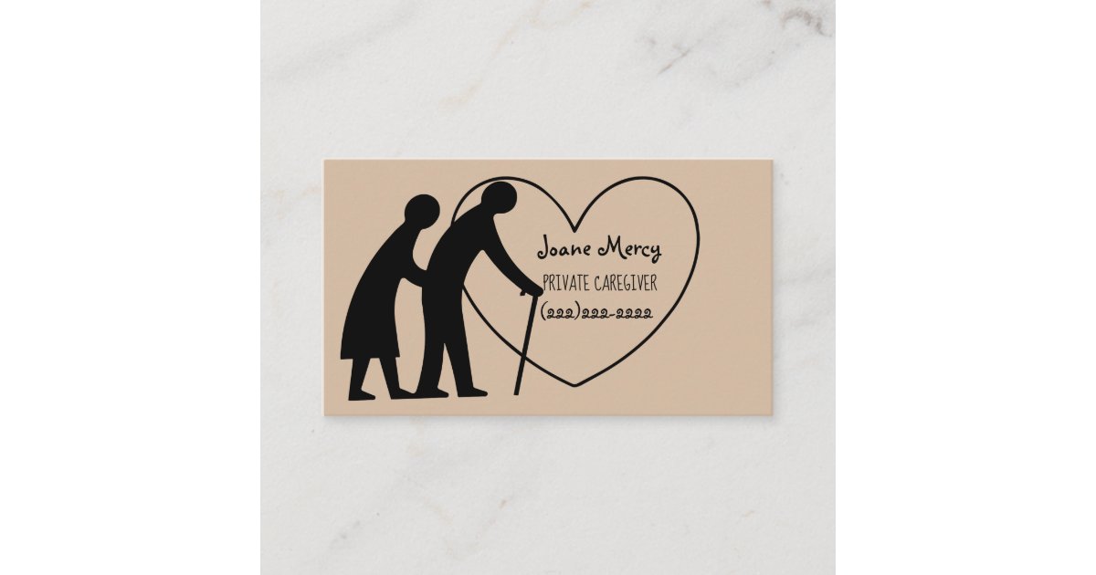 Elderly Couple Print Cute Private Caregiver Business Card Zazzle Com