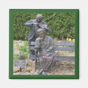 Elderly Couple Serenade Botanical Garden Square Magnet