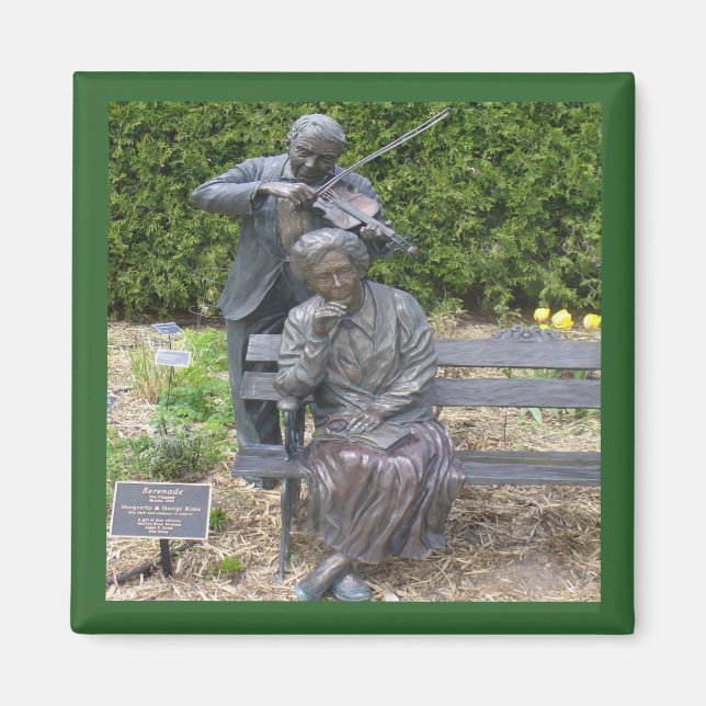 Elderly Couple Serenade Botanical Garden Square Magnet (Front)