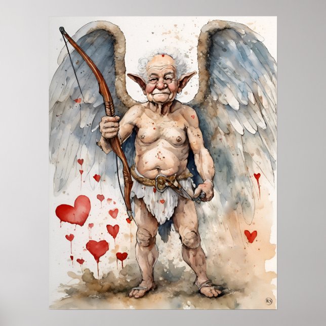 Elderly Cupid Valentine Poster (Front)