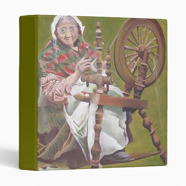 Elderly Irish Woman Crafter At A Spinning Wheel Binder (Front/Spine)