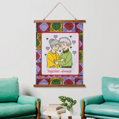 Elderly Partners _  Love Quote Wall Tapestry