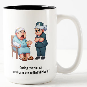 Elderly Patient Yelling at an Exhausted Nurse Two-Tone Coffee Mug