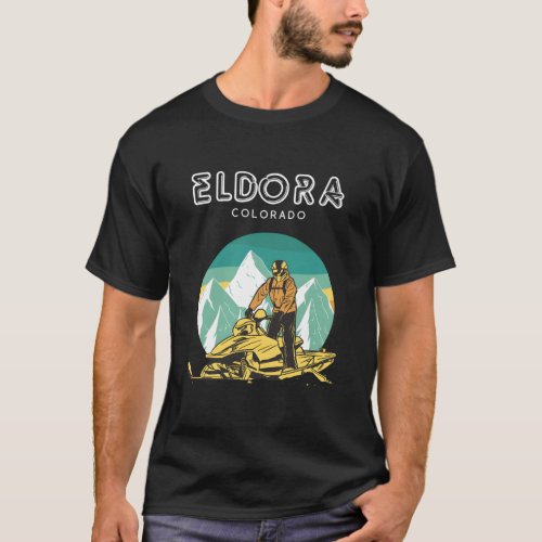 Eldora Colorado Snowmobile And Mountains T_Shirt