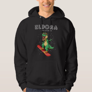 Eldora Colorado T-Rex Snowboard Gift Hoodie