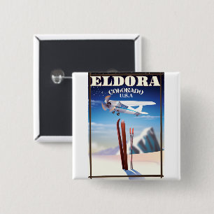 Eldora Colorado travel poster. Button