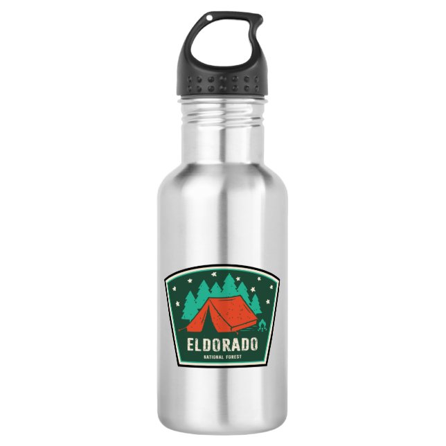 Eldorado National Forest Camping Stainless Steel Water Bottle (Front)