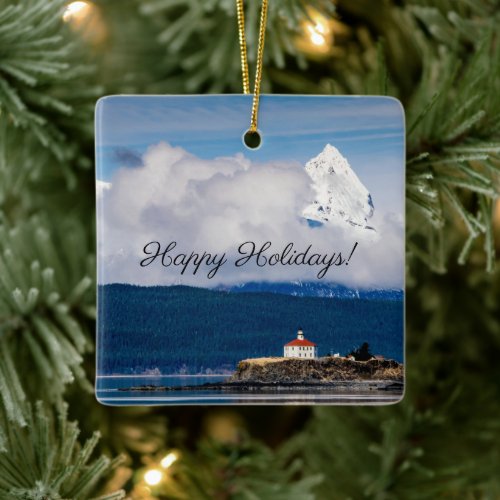 Eldred Rock Lighthouse Alaska Ceramic Ornament